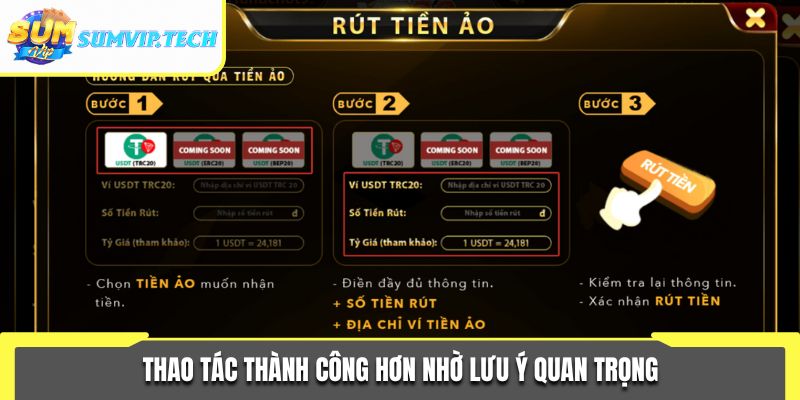 Rút Tiền Sumvip 3 Thao tác thành công hơn nhờ lưu ý quan trọng